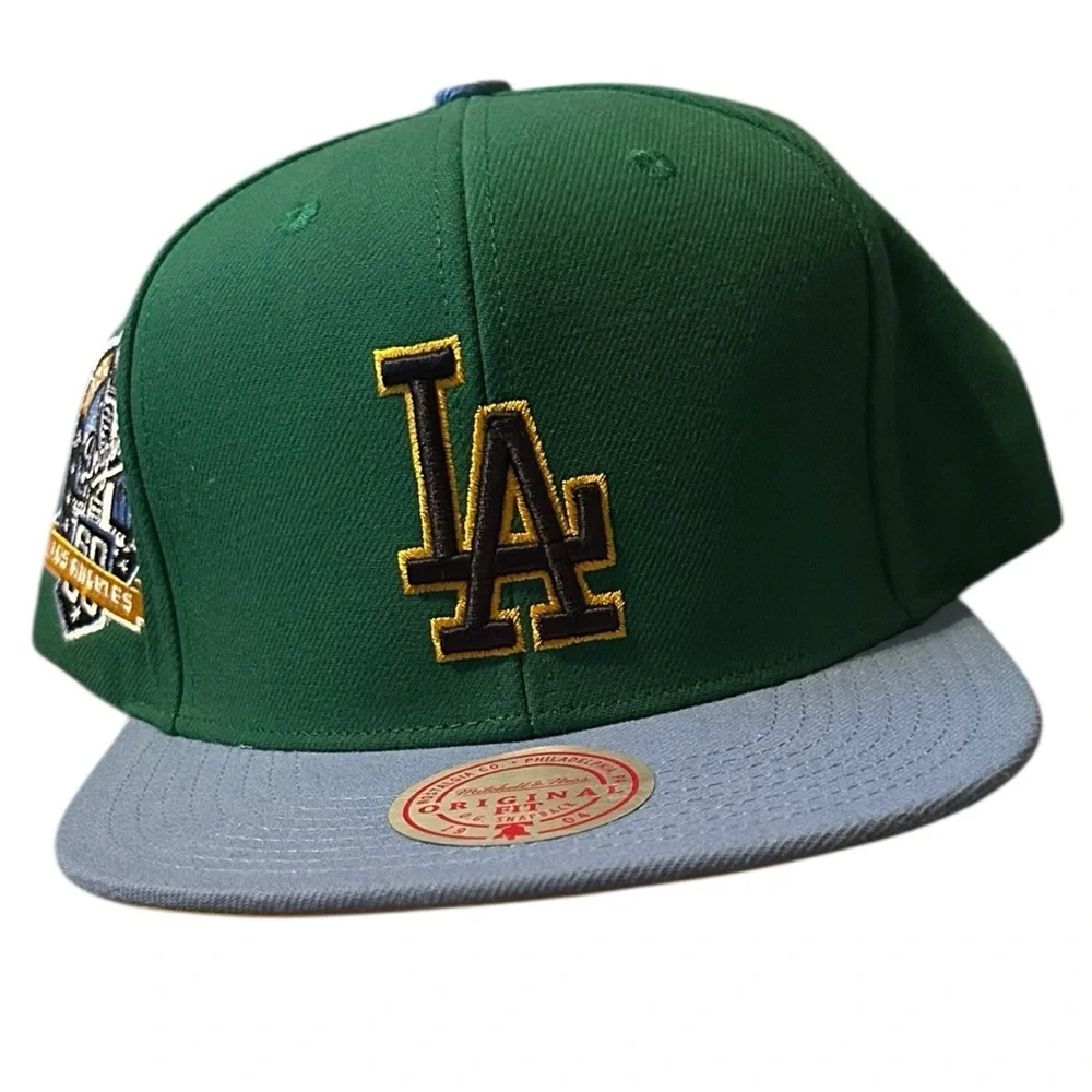 Mitchell & Ness Los Angeles Dodgers Green Blue‎ Wind Runner Snapback Hat New